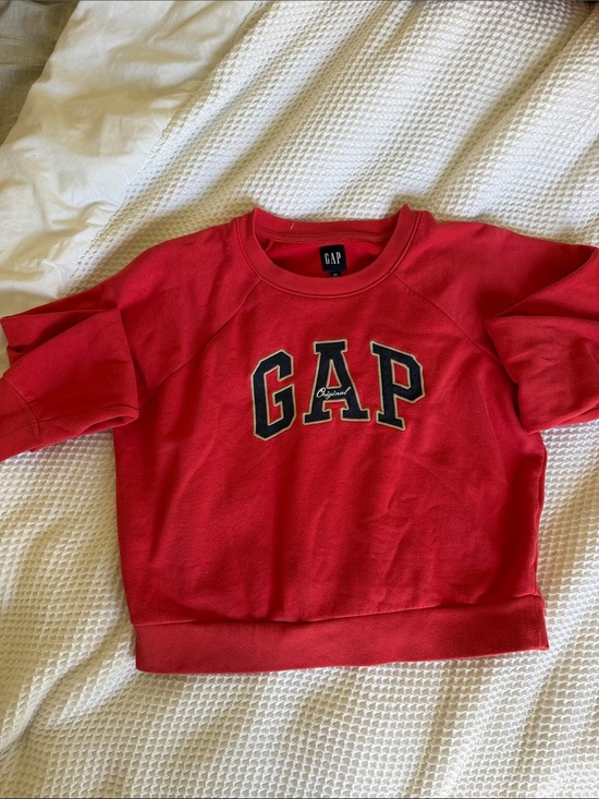 GAP Tops - GAP Kids Red Logo Crew Sweatshirt with Black Trim